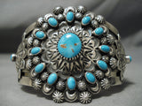 Myron Etsitty Vintage Native American Navajo Turquoise Sterling Silver Cluster Bracelet-Nativo Arts