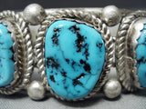 Tremendous Vintage Native American Navajo Sleeping Beauty Turquoise Sterling Silver Bracelet Old-Nativo Arts
