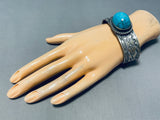 Domed Protruding Mystical Native American Navajo Turquoise Sterling Silver Bracelet-Nativo Arts