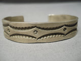 Hand Tooled Vintage Native American Navajo Thicker Sterling Silver Bracelet Cuff-Nativo Arts