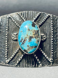 Dumbell Heavy! Native American Navajo 108 Gram Sterling Silver Turquoise Bracelet Cuff-Nativo Arts