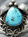 So Intricate!! Vintage Native American Navajo Turquoise Sterling Silver Swirl Bracelet Old-Nativo Arts