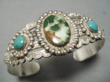 Earlier 1900's Vintage Native American Navajo Royston Turquoise Sterling Silver Bracelet Old-Nativo Arts