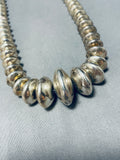 Hand Hammered Sterling Silver Vintage Native American Navajo Bead Necklace-Nativo Arts