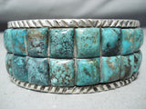 Heavy Curt John Native American Navajo Turquoise Sterling Silver Inlay Bracelet-Nativo Arts