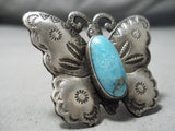 Big Butterfly!! Navajo Native American Sterling Silver Turquoise Ring-Nativo Arts