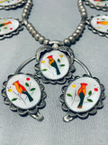 Cardinal Vintage Native American Zuni Sterling Silver Squash Blossom Necklace-Nativo Arts