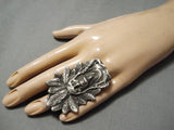 Colossal Native American Navajo Sterling Silver Feather Chief Ring-Nativo Arts