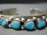 Amazing Vintage Native American Navajo Pilot Mountain Turquoise Sterling Silver Bracelet Old-Nativo Arts