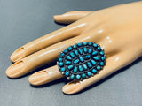 Important Vintage Native American Zuni Turquoise Cluster Sterling Silver Ring-Nativo Arts