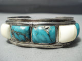 Heavy Opulent Vintage Native American Navajo Blue Diamond Turquoise Sterling Silver Bracelet-Nativo Arts