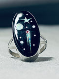 Comet Cosmic Native American Navajo Opal Coral Sterling Silver Ring-Nativo Arts