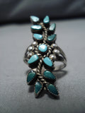 Incredible Vintage Navajo Native American Sterling Silver Green Turquoise Ring-Nativo Arts
