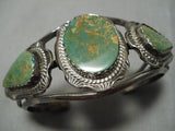 Museum Vintage Native American Navajo Green Turquoise Sterling Silver Bracelet Old-Nativo Arts