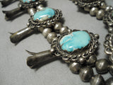 Very Rare Vintage Native American Navajo Turquoise Sterling Silver Squash Blossom Necklace Old-Nativo Arts