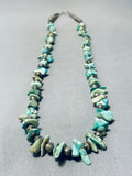 Native American Rare Vintage Hand Hammered Sterling Silver Bead Royston Turquoise Necklace-Nativo Arts