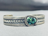 Gary Custer Vintage Native American Navajo Blue Green Turquoise Sterling Silver Bracelet-Nativo Arts