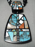 Native American Important Chris Nieto Santo Domingo Sterling Silver Turquoise Inlay Necklace-Nativo Arts