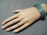 Tremendous Vintage Native American Navajo Turquoise Sterling Silver Bracelet Old-Nativo Arts