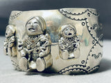 Spectacular Yazzie Vintage Native American Navajo Sterling Silver Storyteller Bracelet-Nativo Arts