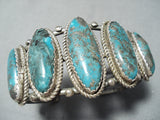 George Begay Vintage Native American Navajo Morenci Turquoise Sterling Silver Bracelet-Nativo Arts
