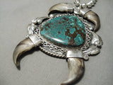 One Of The Best Vintage Native American Navajo Spiderweb Turquoise Sterling Silver Necklace Old-Nativo Arts