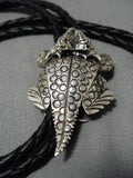 Important Ben Yazzie Sterling Silver Native American Bolo Tie-Nativo Arts
