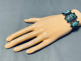 Very Rare Vintage Native American Navajo Bisbee Turquoise Sterling Silver Bracelet-Nativo Arts