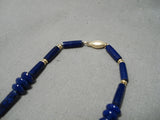 Museum Vintage Navajo 14k Gold Lapis Native American Necklace-Nativo Arts