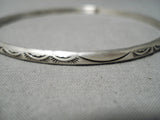 Hand Tooled Vintage Navajo Sterling Silver Native American Bangle Bracelet Old-Nativo Arts