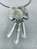 Native American Rare Santo Domingo Vintage Turquoise Shell Sterling Silver Necklace-Nativo Arts