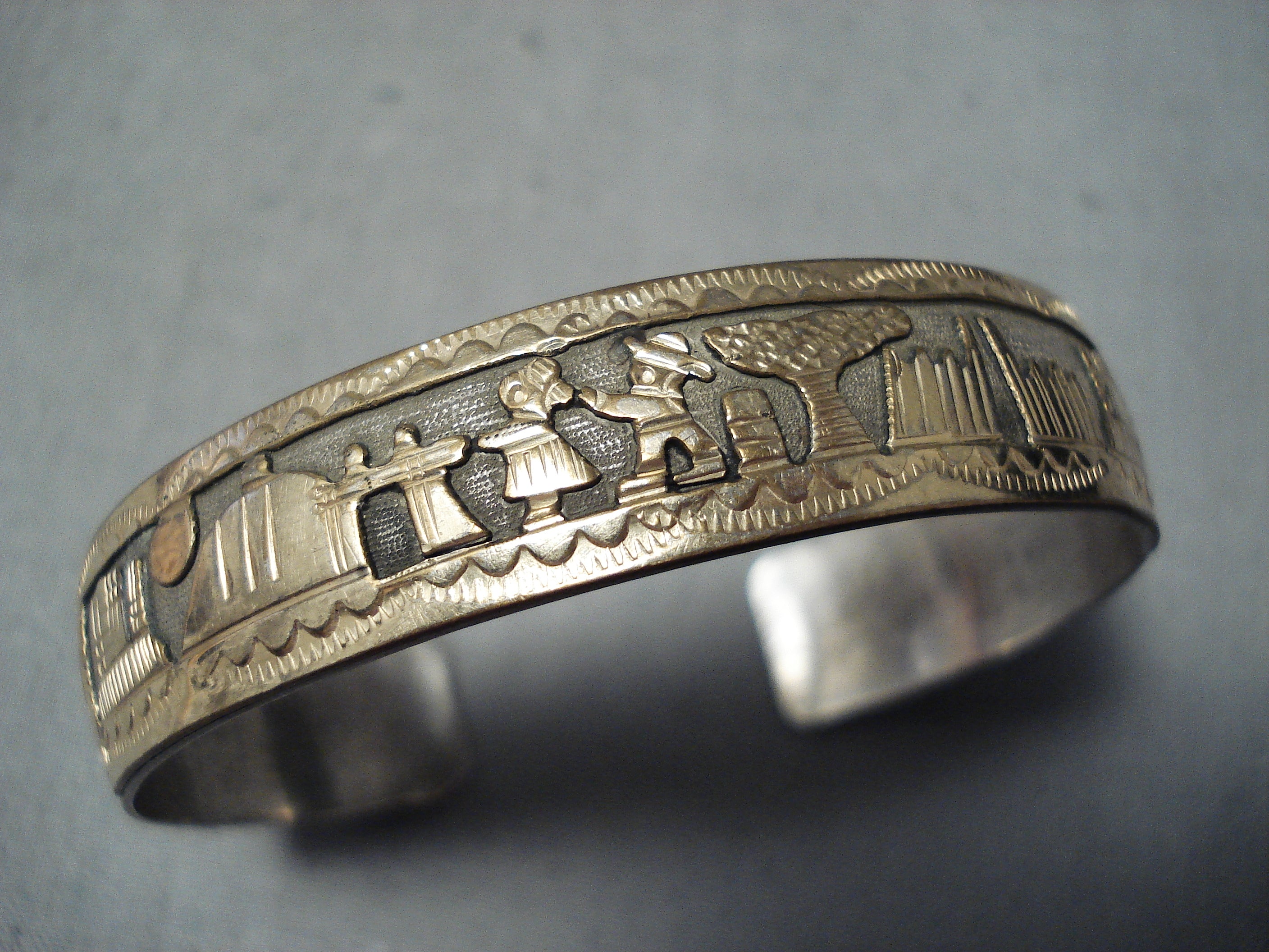 Randall Begay Vintage Native American Navajo Sterling Silver Gold