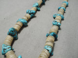 Native American Rare Older Vintage Santo Domingo Graduating Shell Turquoise Necklace Old-Nativo Arts