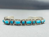 Freddy Weekoty Vintage Native American Zuni Turquoise Sterling Silver Sun Bracelet-Nativo Arts