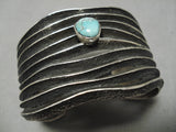 Important Aaron Anderson Vintage Native American Navajo Sterling Silver Turquoise Wave Bracelet-Nativo Arts