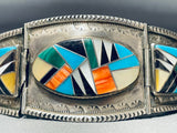 One Of Most Unique Ever Vintage Native American Navajo Turquoise Inlay Sterling Silver Bracelet-Nativo Arts