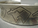 Incredible Vintage Native American Navajo Bear Sterling Silver Bracelet Cuff Old-Nativo Arts