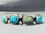 Amazing Native American Turquoise Sterling Silver Stamped Bracelet-Nativo Arts