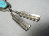 Exquisite Vintage Native American Navajo Morenci Turquoise Sterling Silver Necklace Old-Nativo Arts