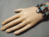One Of The Best Vintage Zuni Native American Navajo Turquoise Kachina Sterling Silver Bracelet-Nativo Arts