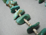 Chunky Old Royston Turquoise Vintage Navajo Native American Heishi Necklace-Nativo Arts