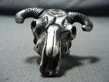 Striking San Felipe Sterling Silver Skull Ring-Nativo Arts