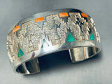 Symbolic Yei Vintage Native American Navajo Turquoise Sterling Silver Inlay Bracelet-Nativo Arts