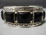 Best Vintage Native American Navajo Squared Onyx Sterling Silver Bracelet Cuff-Nativo Arts