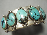 Authentic Vintage Native American Navajo Old Crow Springs Turquoise Sterling Silver Bracelet-Nativo Arts