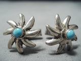 Exceptional Vintage Native American Navajo Sleeping Beauty Turquoise Sterling Silver Cuff Links-Nativo Arts