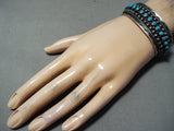 Snake Eyes Vintage Native American Navajo Sleeping Beauty Turquoise Sterling Silver Bracelet-Nativo Arts