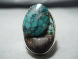 Cool Vintage Native American Navajo Spiderweb Turquoise & Ironwood Sterling Silver Ring Old-Nativo Arts