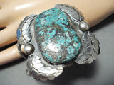 Rare Old Morenci Vintage Native American Navajo Leaf Sterling Silver Bracelet-Nativo Arts