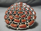 One Of The Biggest Ever Navajo Coral Sterling Silver Native American Ring-Nativo Arts